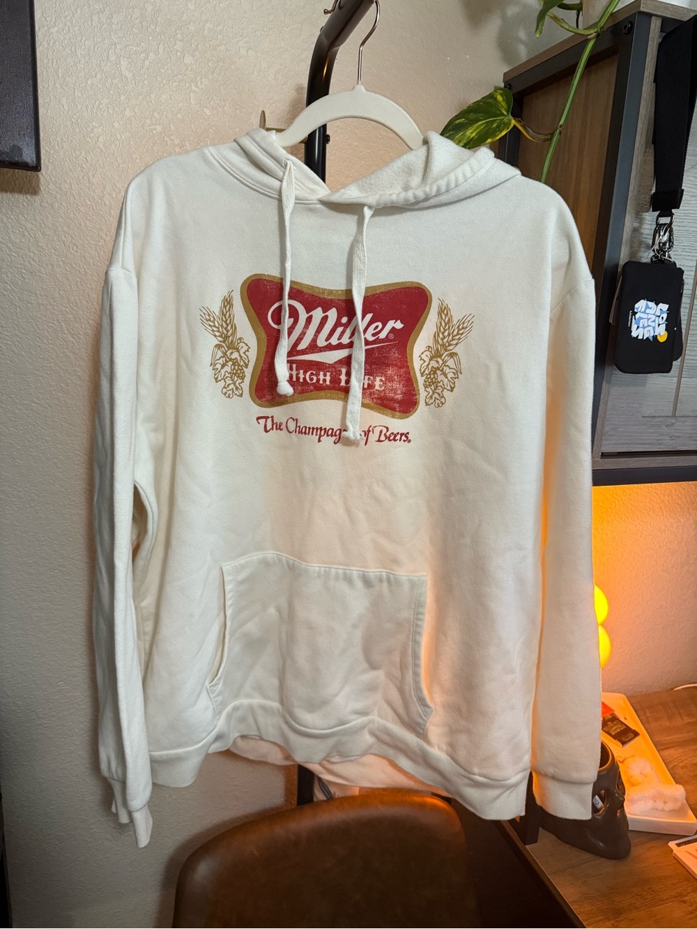Miller High Life Off-White Crewneck Hoodie - Men